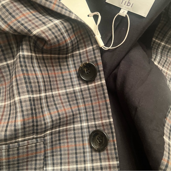 NWT Tibi Gabe cutout checked Twill Blazer Size 2 - Picture 10 of 12